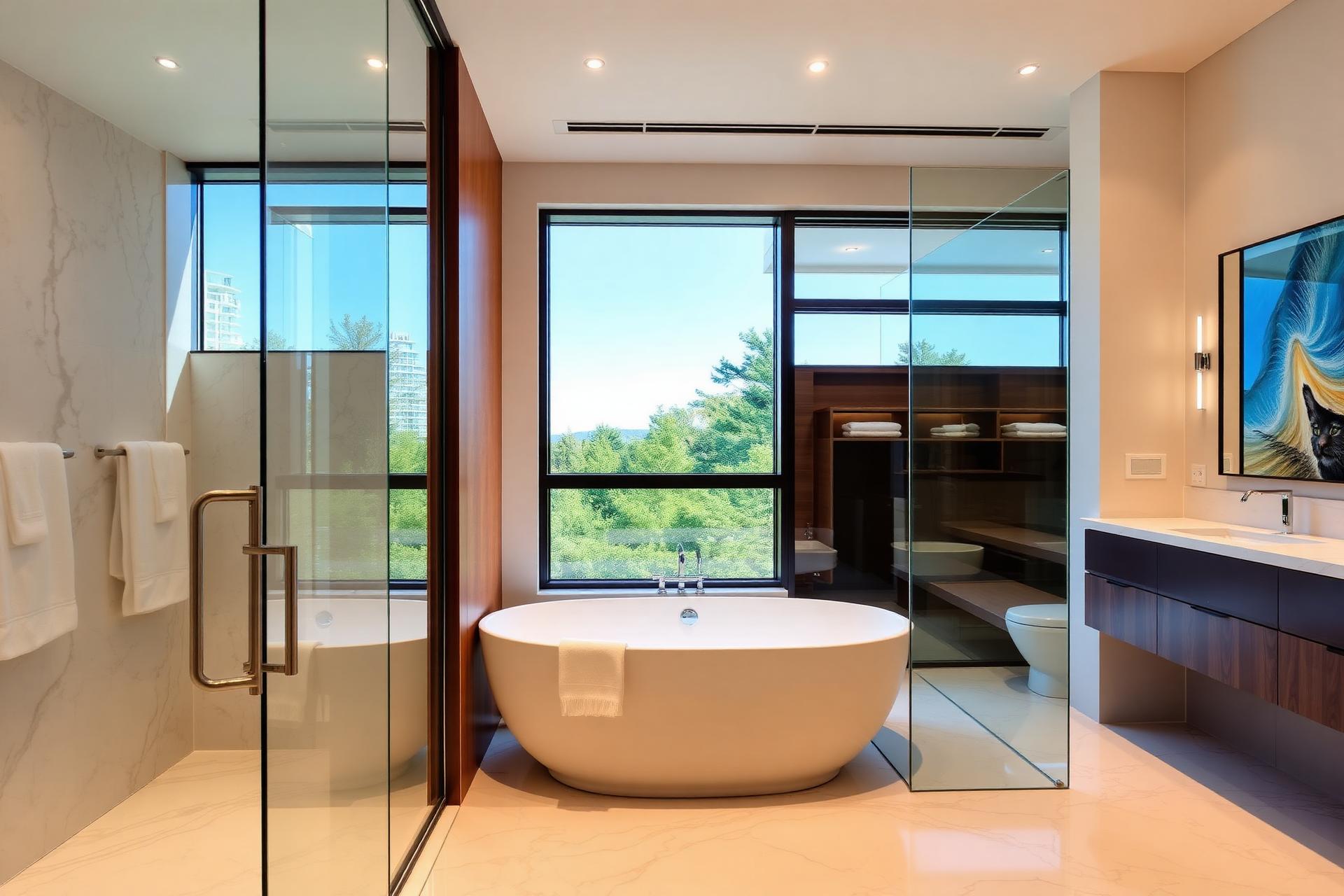 Frameless glass shower enclosure